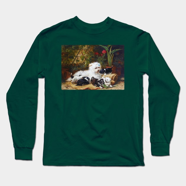 A cairn terrier and her puppies in a conservatory Long Sleeve T-Shirt by UndiscoveredWonders